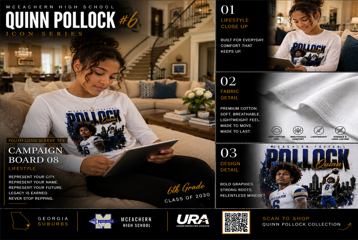 Quinn Pollock ICON Youth Long Sleeve Tee